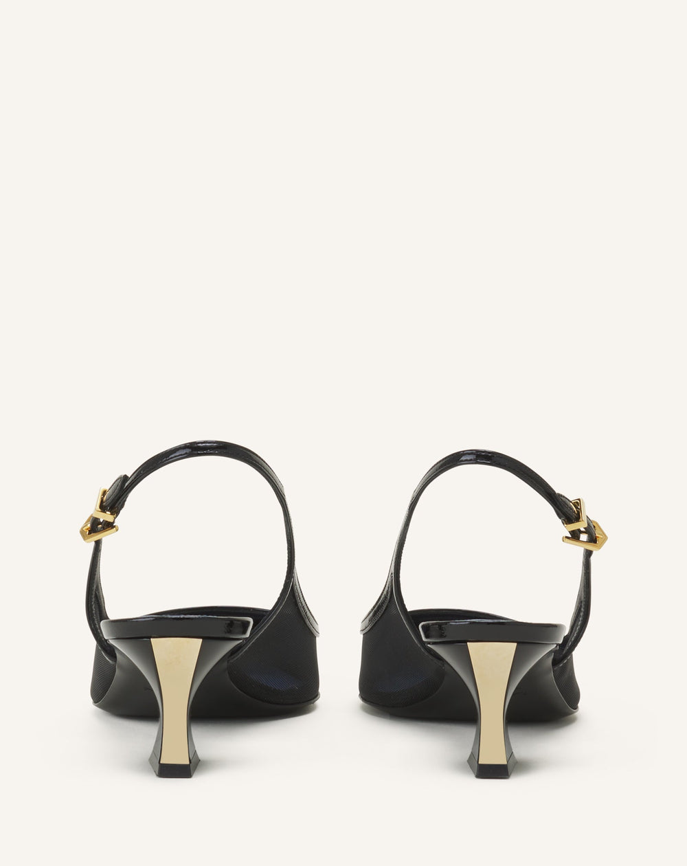 Slingback Nocturne En Mesh Et Cuir Patent Black | Lanvin Women