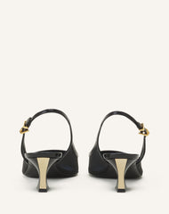 Slingback Nocturne En Mesh Et Cuir Patent Black | Lanvin Women