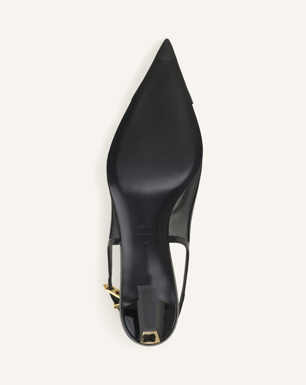 Slingback Nocturne En Mesh Et Cuir Patent Black | Lanvin Women