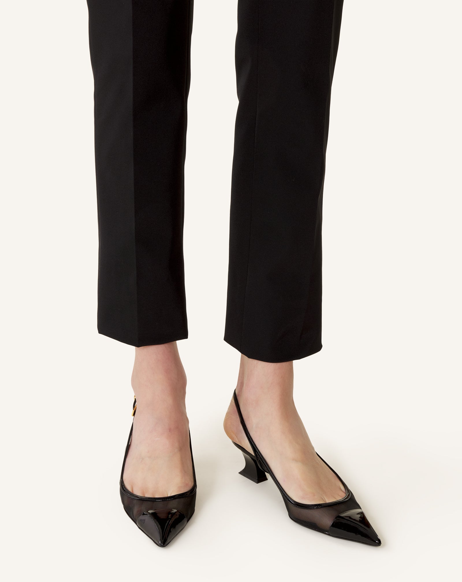 Slingback Nocturne En Mesh Et Cuir Patent Black | Lanvin Women