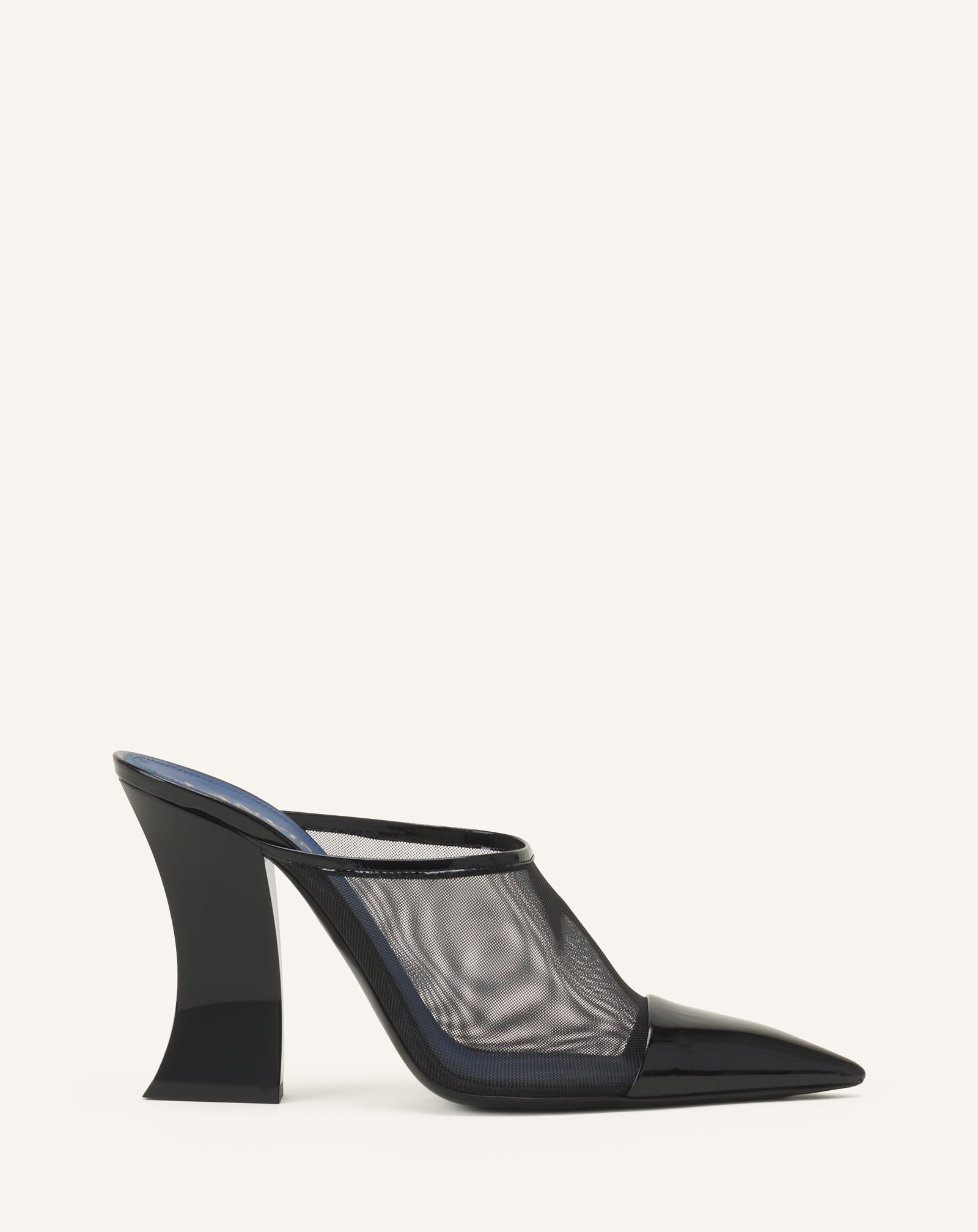 Mule Nocturne En Mesh Et Cuir Patent Black | Lanvin Women