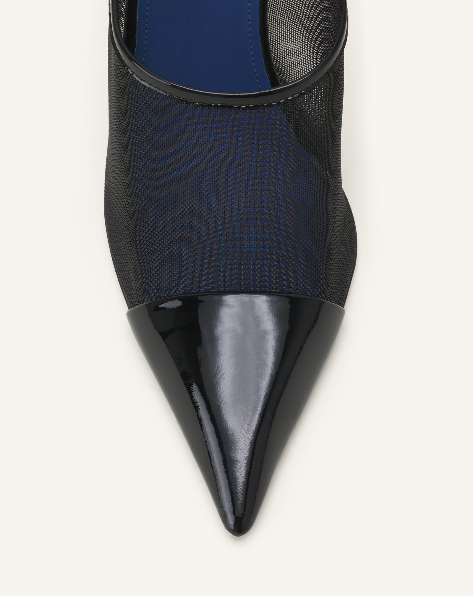 Mule Nocturne En Mesh Et Cuir Patent Black | Lanvin Women