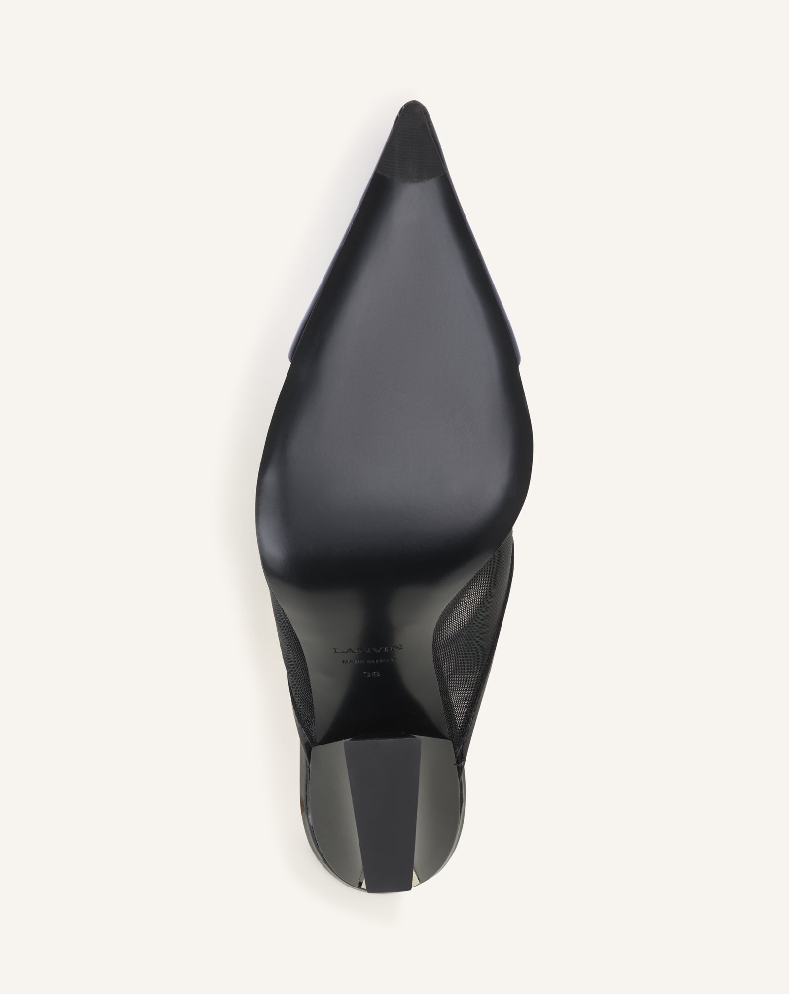 Mule Nocturne En Mesh Et Cuir Patent Black | Lanvin Women