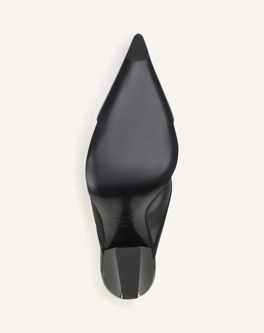 Mule Nocturne En Mesh Et Cuir Patent Black | Lanvin Women