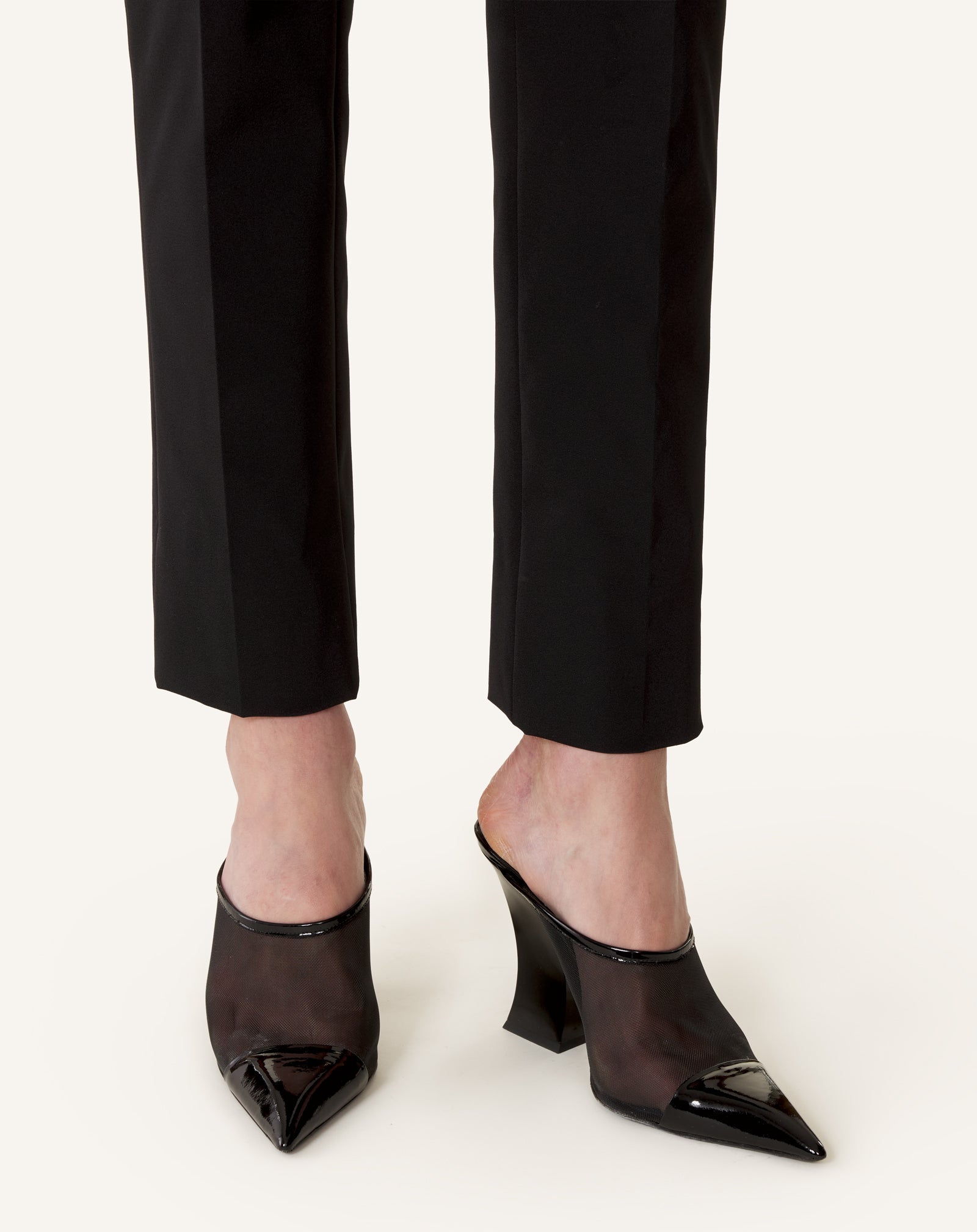 Mule Nocturne En Mesh Et Cuir Patent Black | Lanvin Women