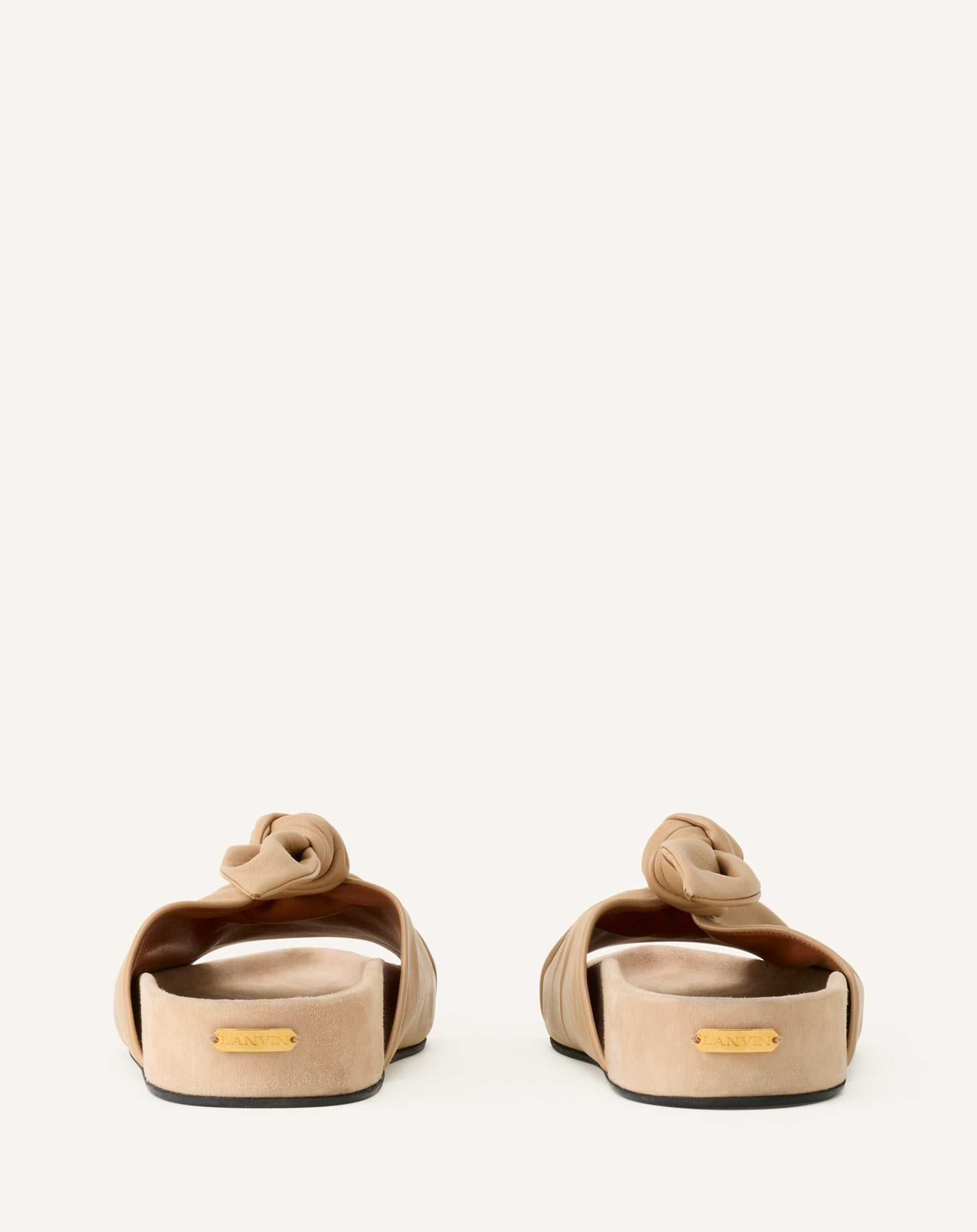 Mule Plate À Noeud Cuir Beige | Lanvin Women