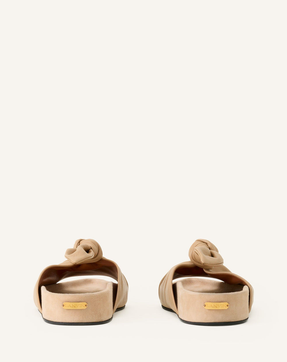 Mule Plate À Noeud Cuir Beige | Lanvin Women