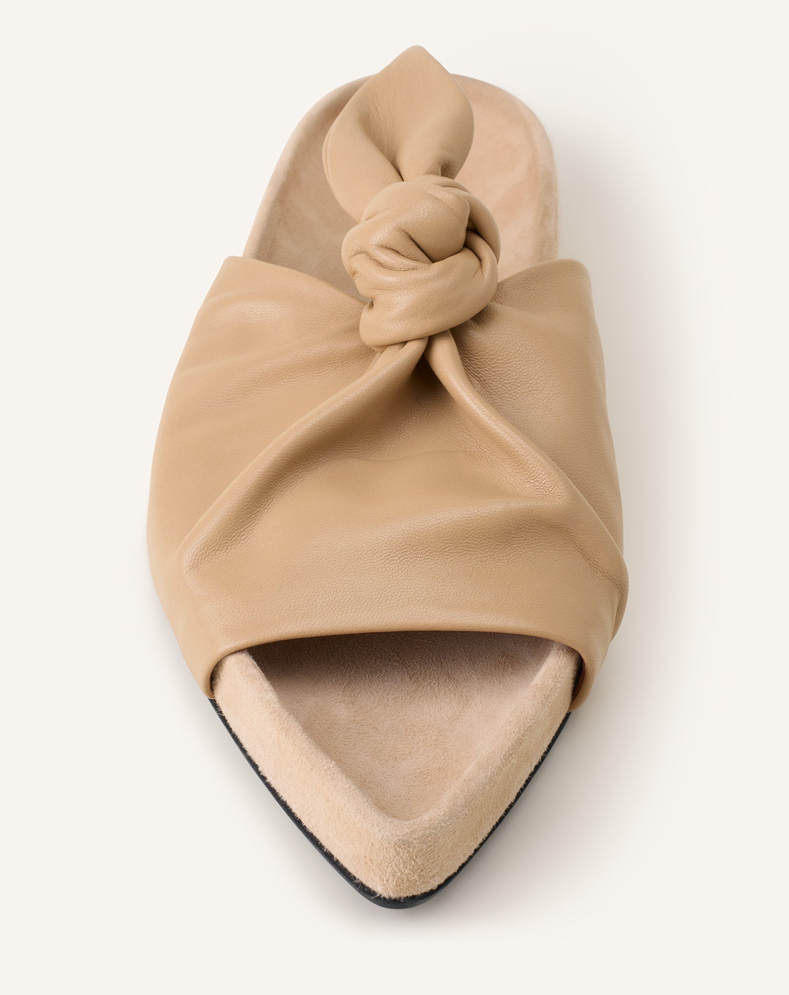 Mule Plate À Noeud Cuir Beige | Lanvin Women