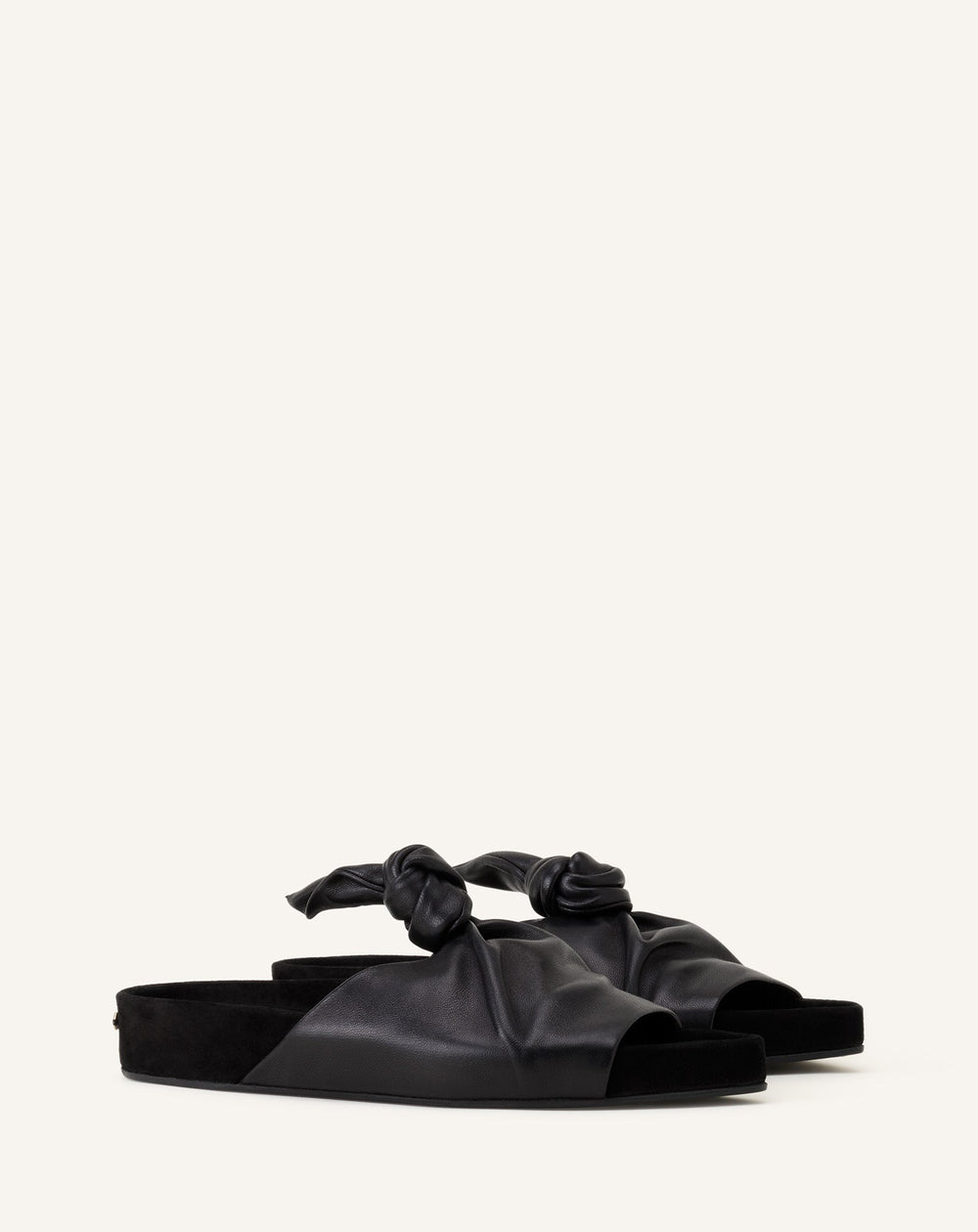 Mule Plate À Noeud Cuir Black | Lanvin Women
