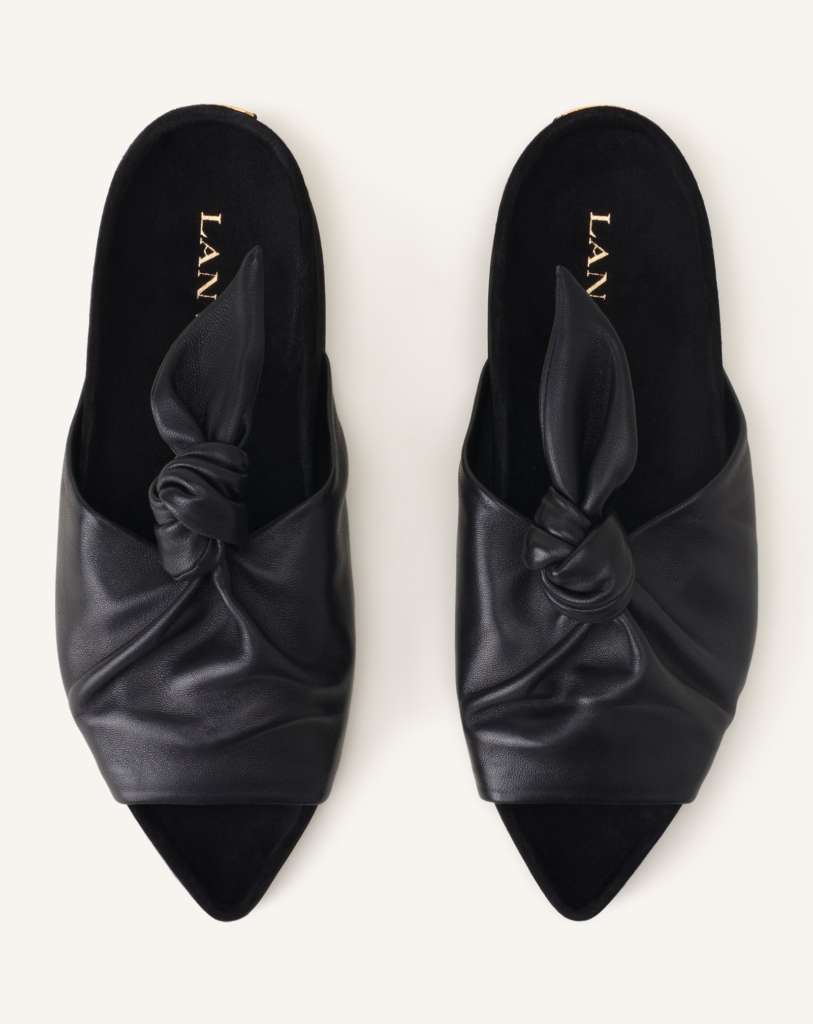 Mule Plate À Noeud Cuir Black | Lanvin Women