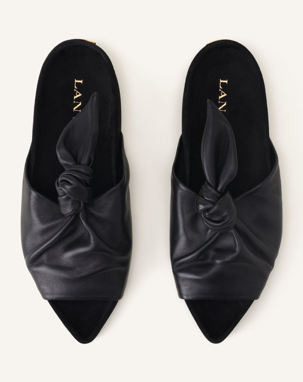 Mule Plate À Noeud Cuir Black | Lanvin Women