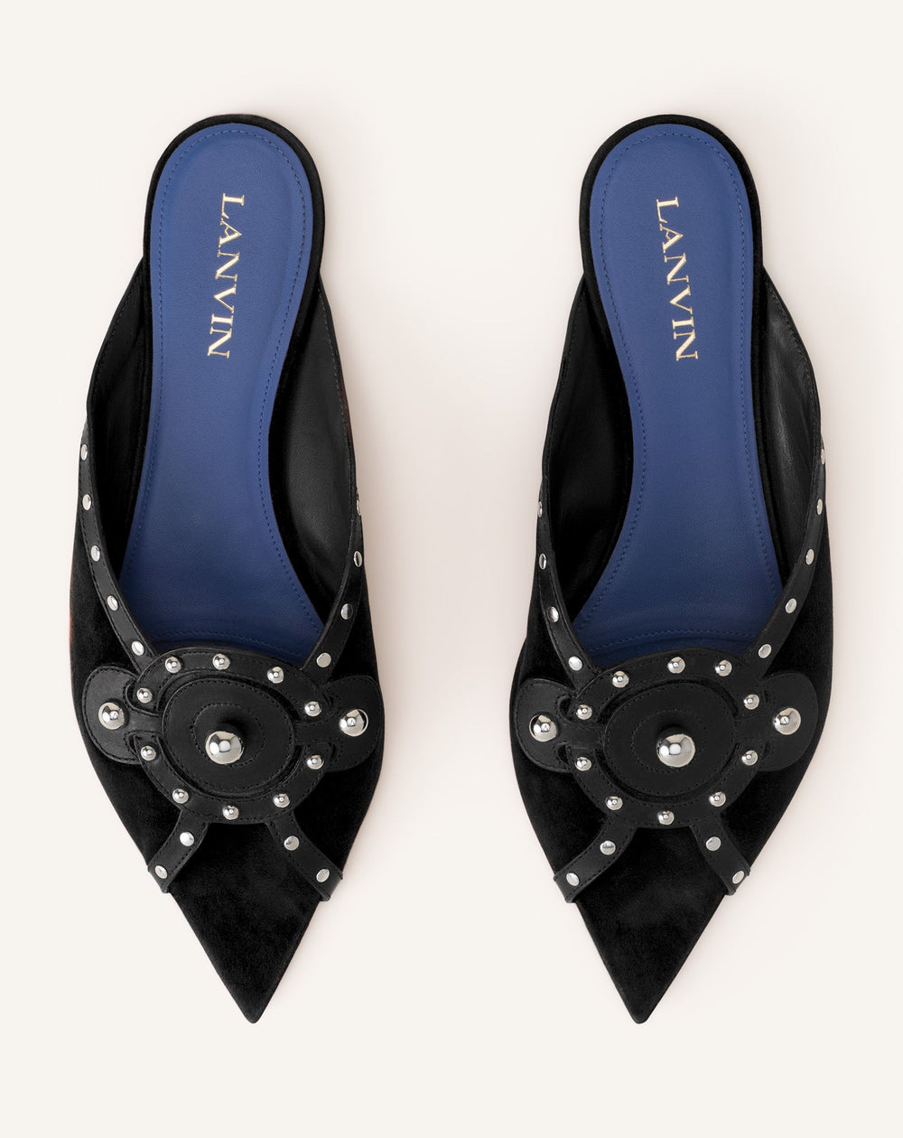 Mule Plate Pointue A Studs Black | Lanvin Women