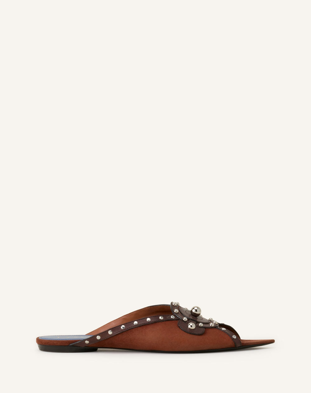 Mule Plate Pointue A Studs Brown | Lanvin Women