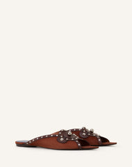 Mule Plate Pointue A Studs Brown | Lanvin Women