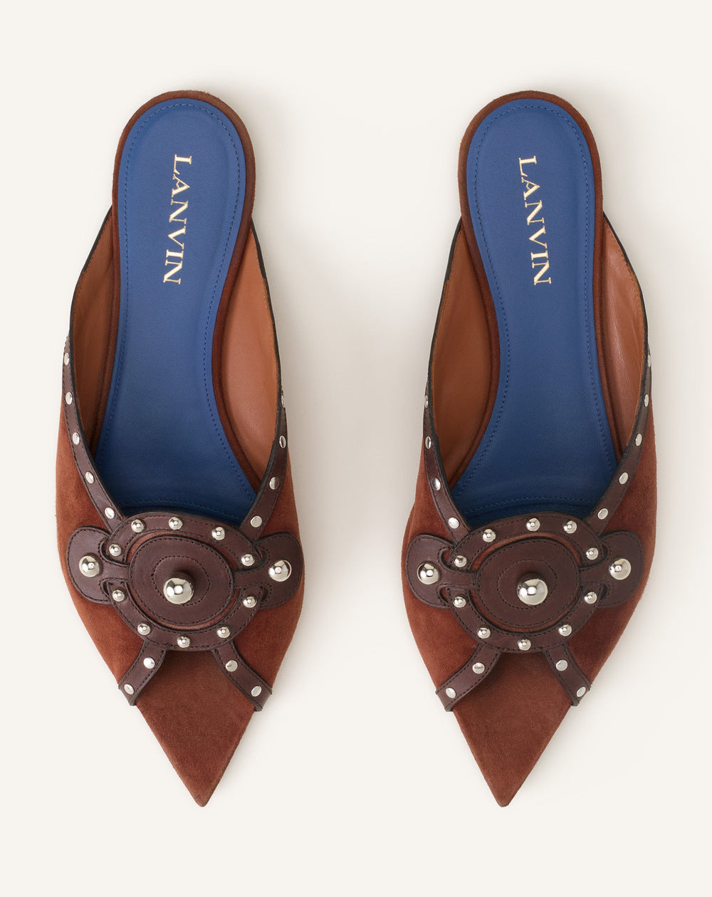 Mule Plate Pointue A Studs Brown | Lanvin Women