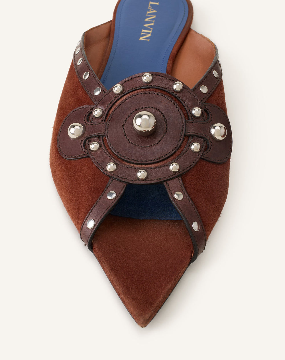 Mule Plate Pointue A Studs Brown | Lanvin Women