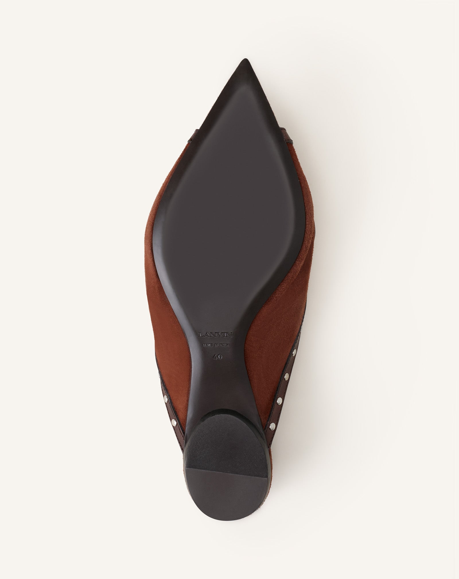 Mule Plate Pointue A Studs Brown | Lanvin Women