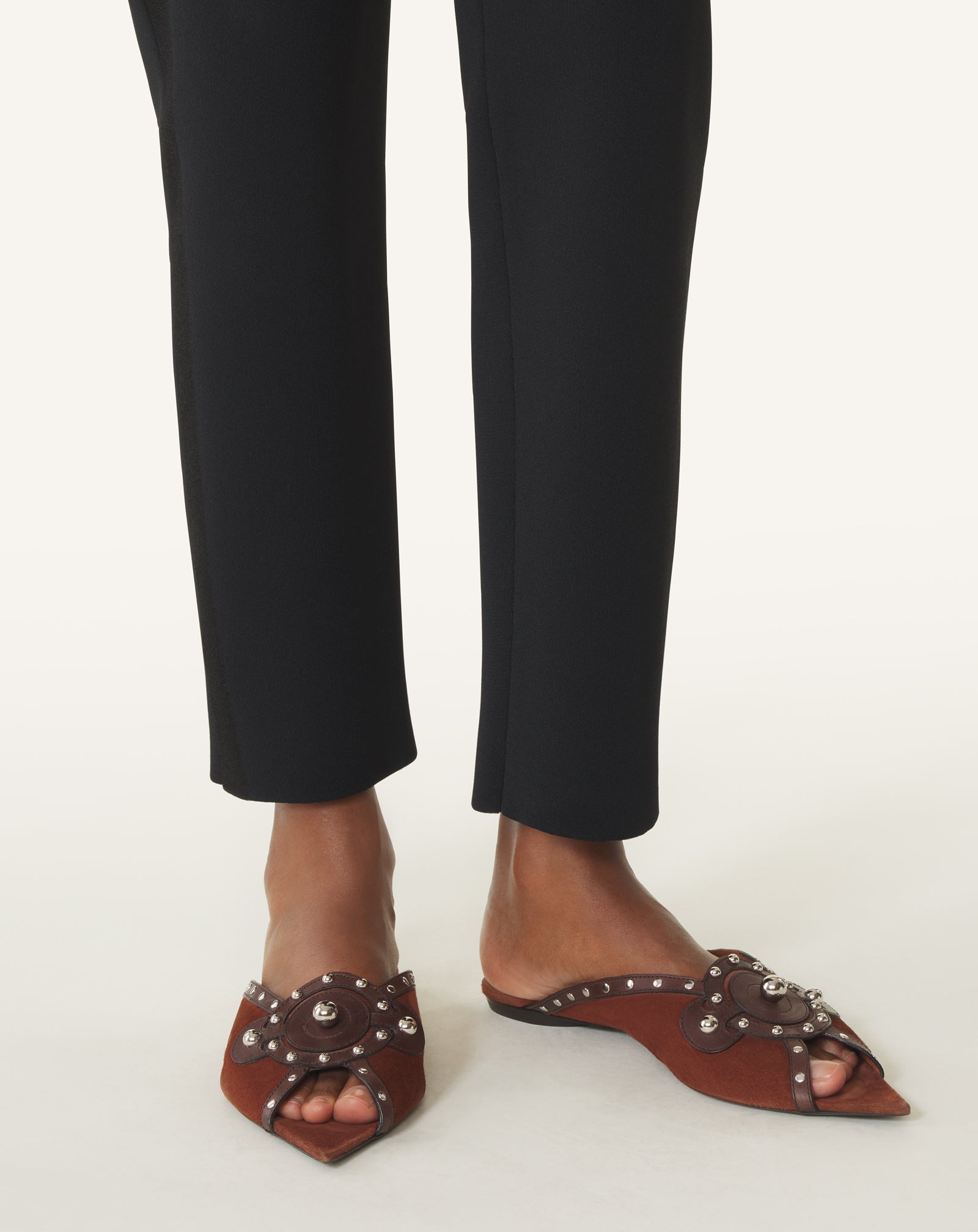 Mule Plate Pointue A Studs Brown | Lanvin Women