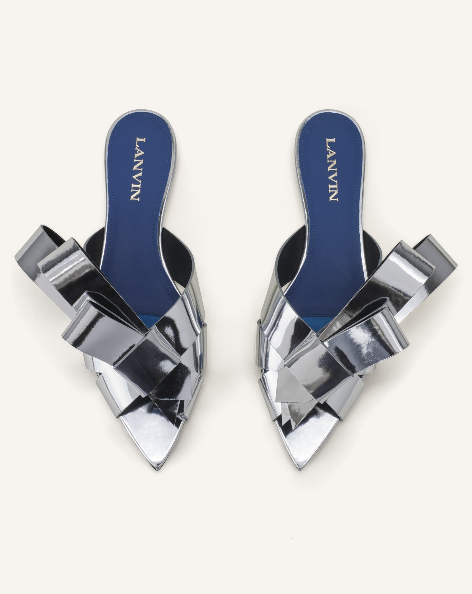 Mule Plates Cadeau En Cuir Metallic Silver | Lanvin Women