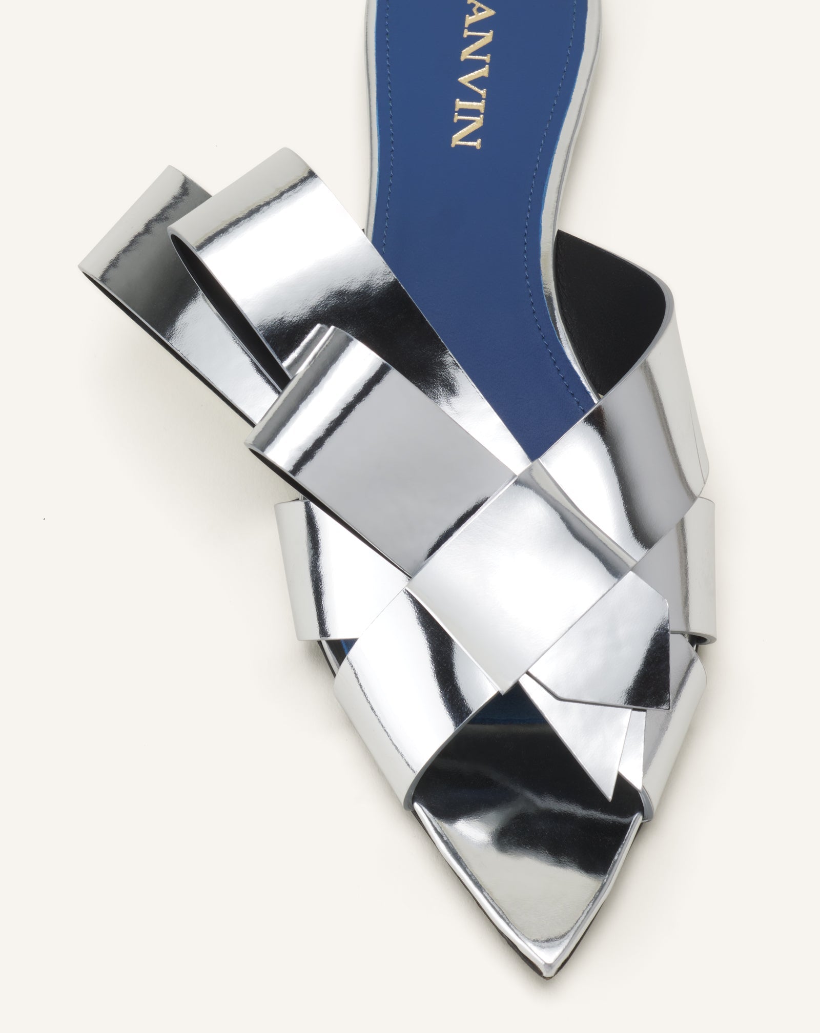 Mule Plates Cadeau En Cuir Metallic Silver | Lanvin Women