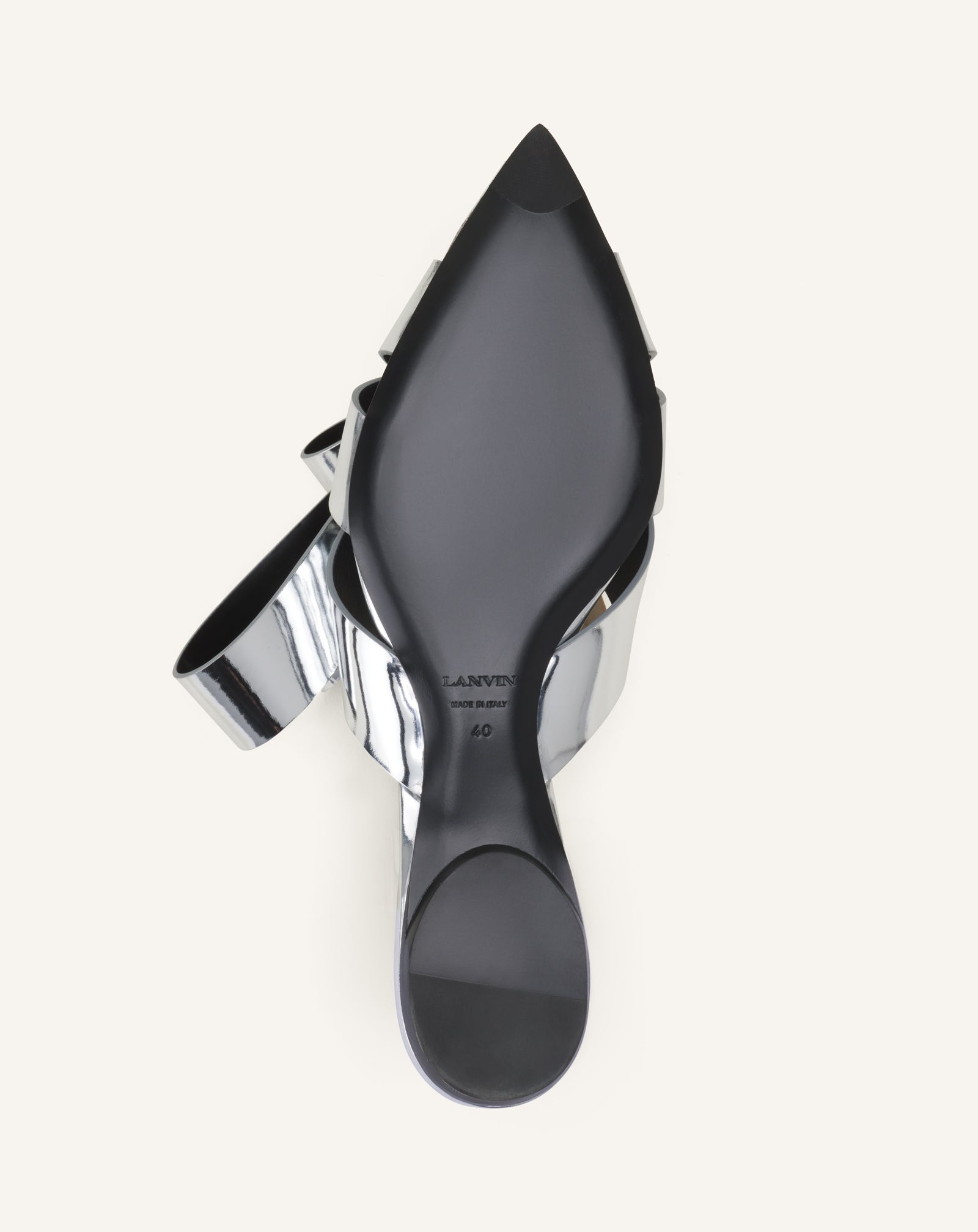 Mule Plates Cadeau En Cuir Metallic Silver | Lanvin Women