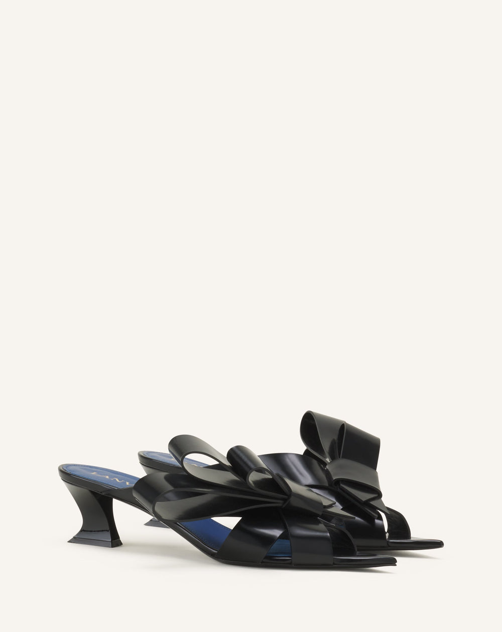 Mule À Talon Cadeau En Cuir Black | Lanvin Women