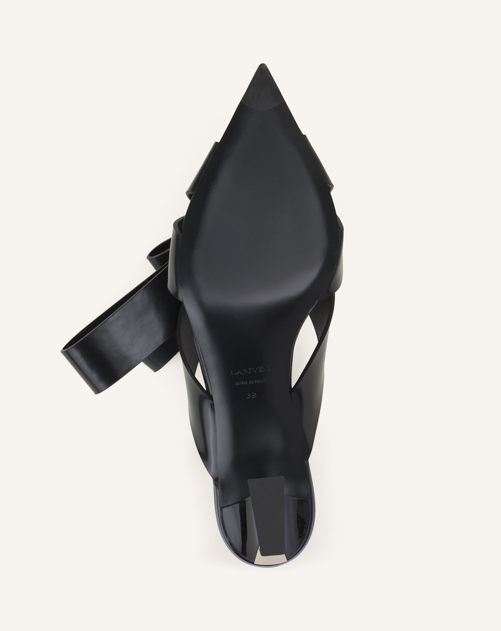 Mule À Talon Cadeau En Cuir Black | Lanvin Women