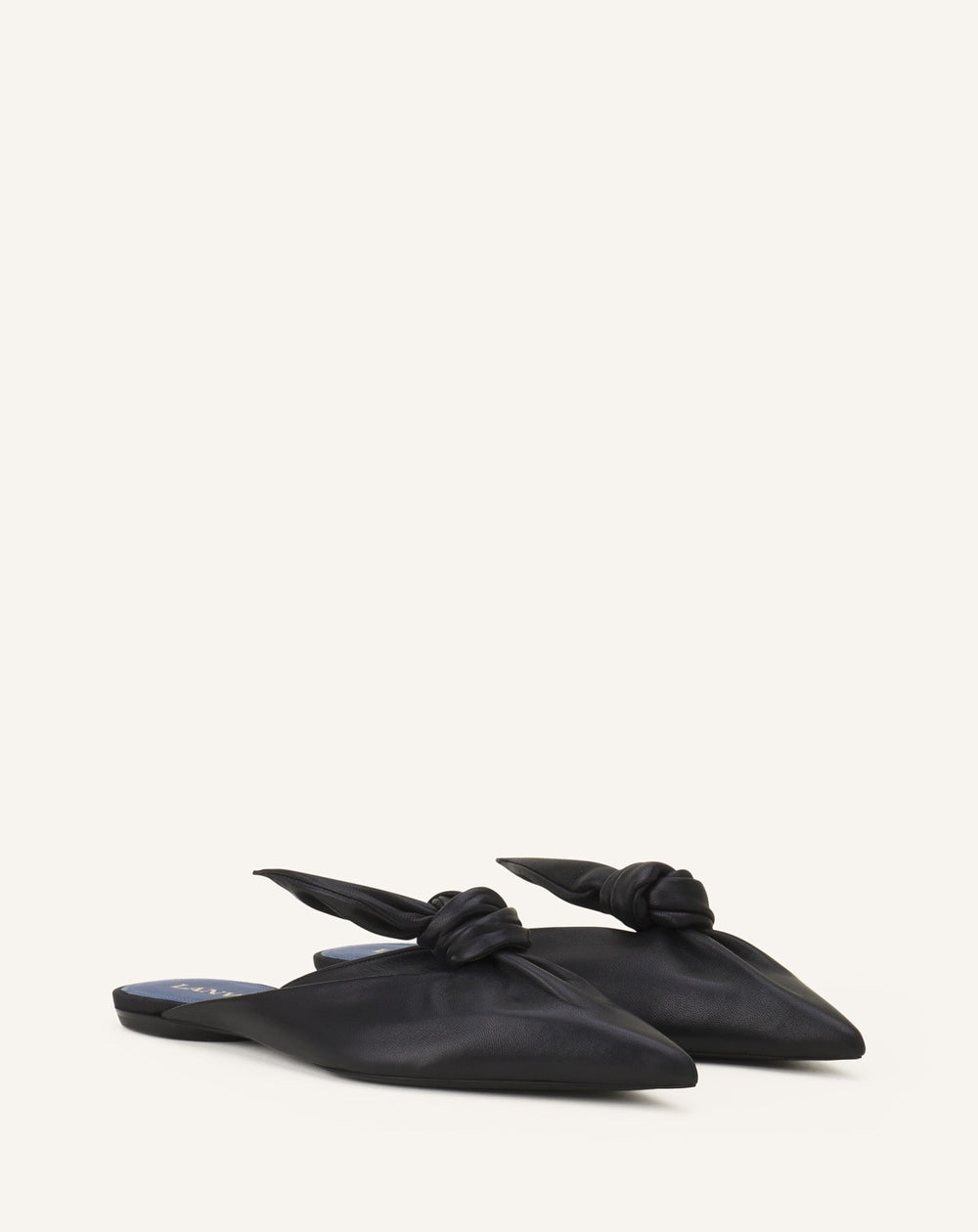 Black Midnight Step Leather Bow Mule | Lanvin Women