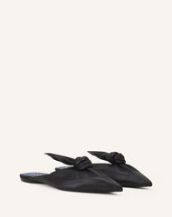 Black Midnight Step Leather Bow Mule | Lanvin Women