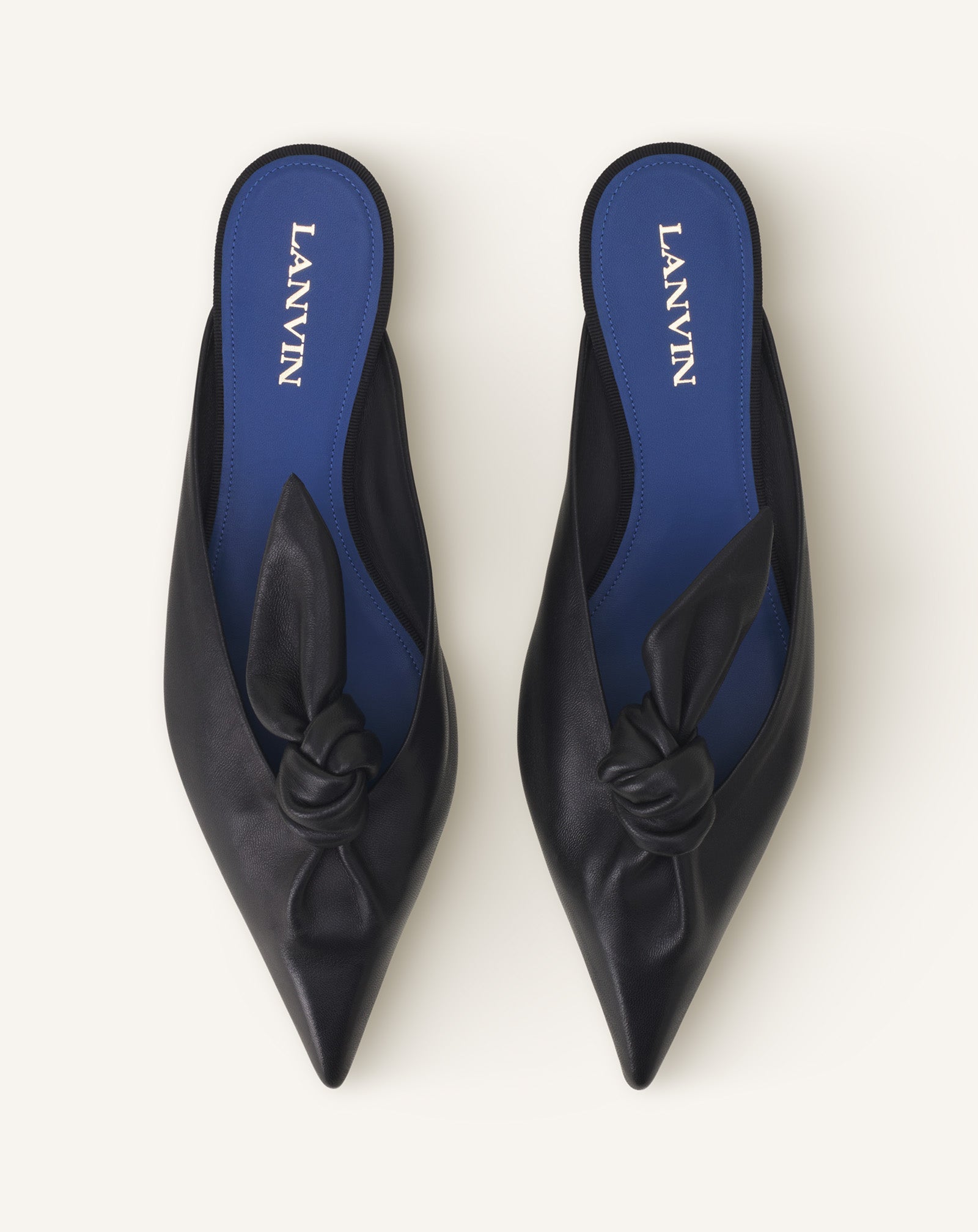 Black Midnight Step Leather Bow Mule | Lanvin Women