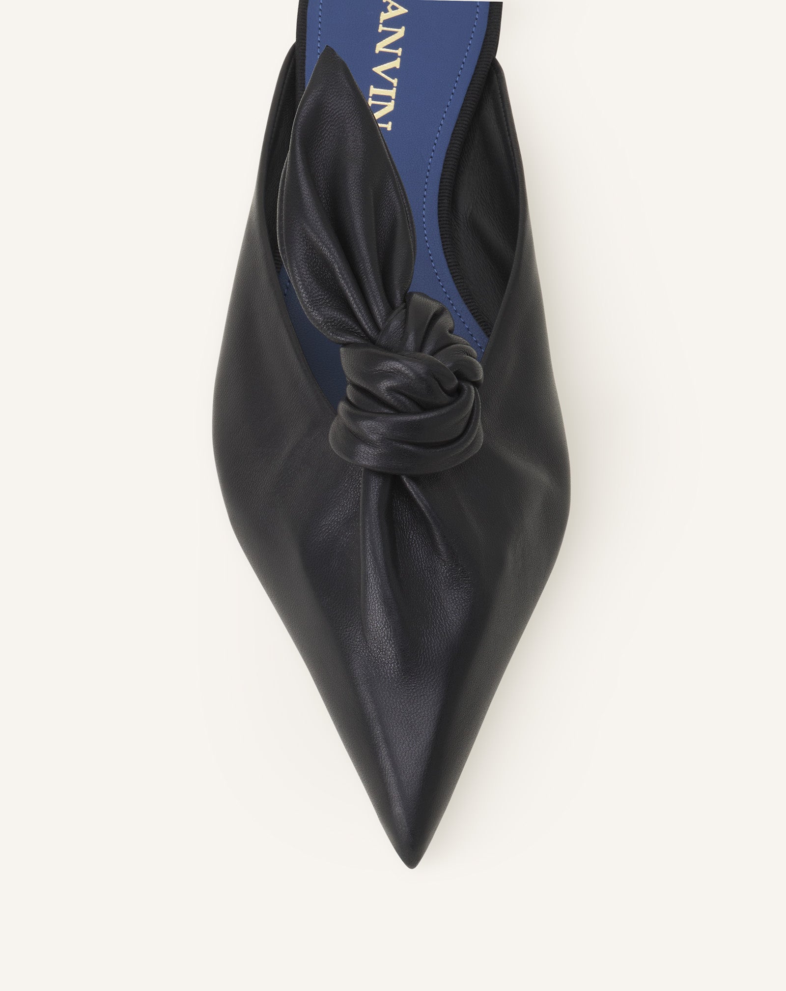 Black Midnight Step Leather Bow Mule | Lanvin Women