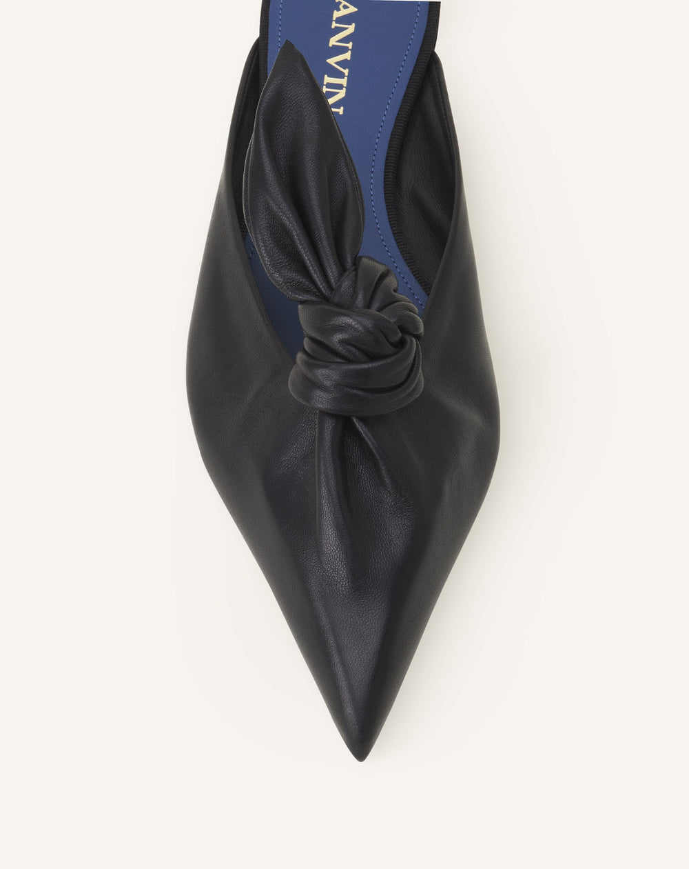 Black Midnight Step Leather Bow Mule | Lanvin Women