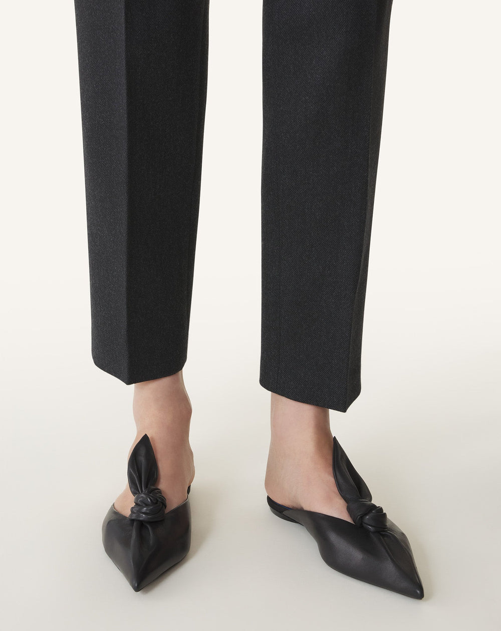 Black Midnight Step Leather Bow Mule | Lanvin Women