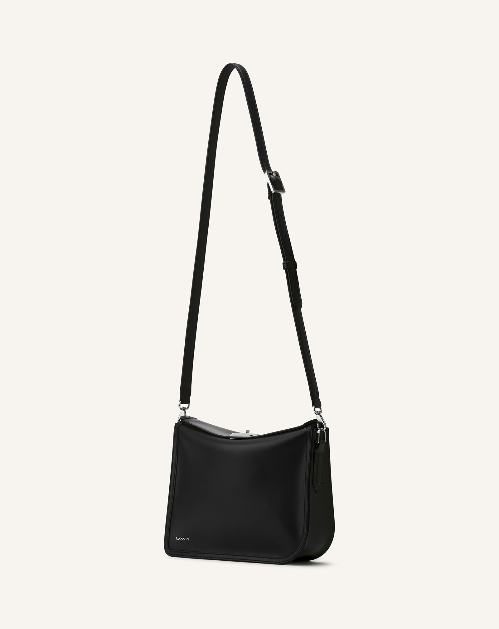 Black Compagnon Asymmetrical Leather Clutch Bag | Lanvin Women