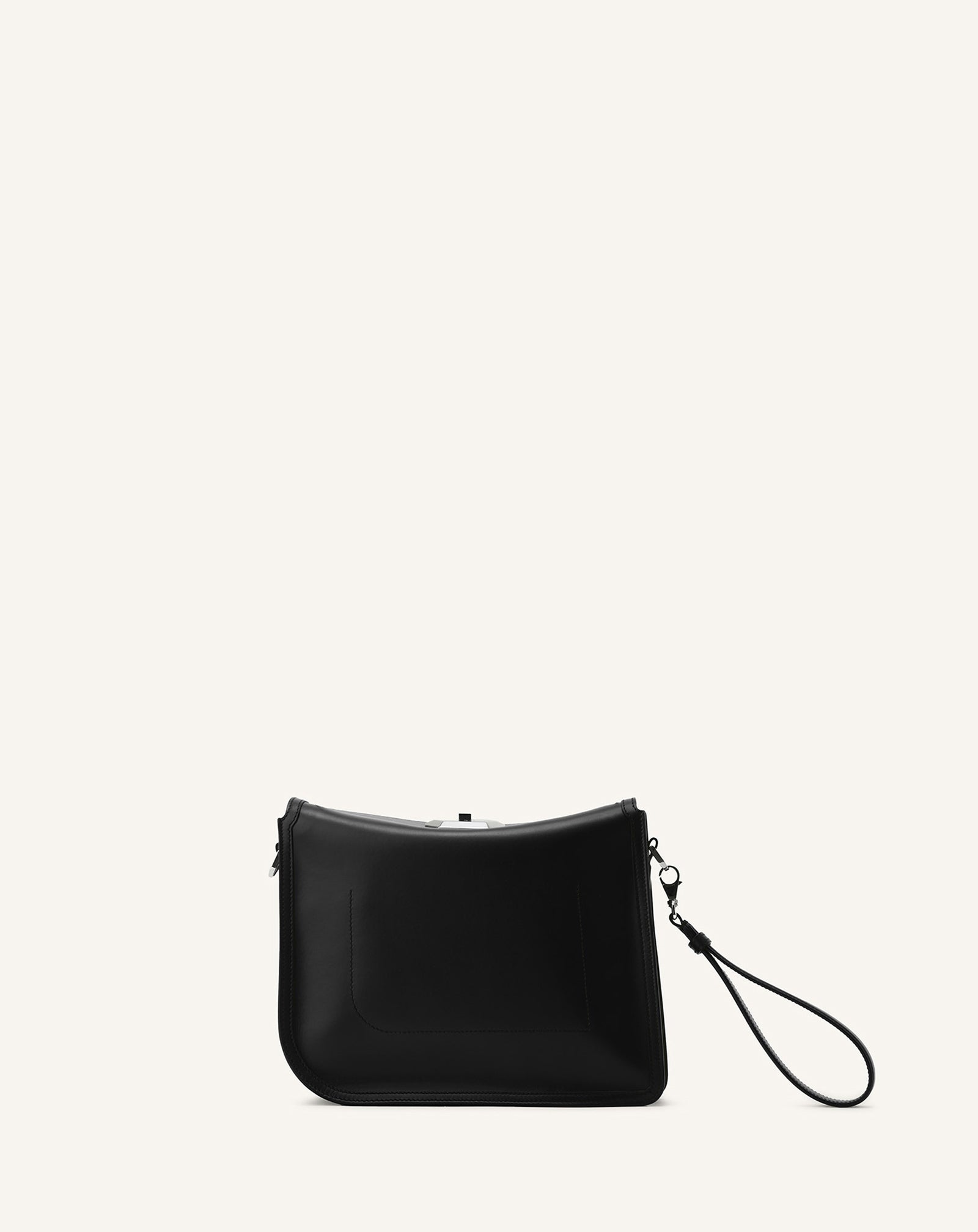 Black Compagnon Asymmetrical Leather Clutch Bag | Lanvin Women
