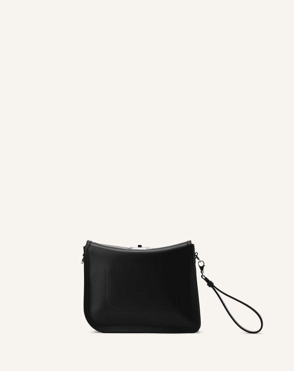 Black Compagnon Asymmetrical Leather Clutch Bag | Lanvin Women