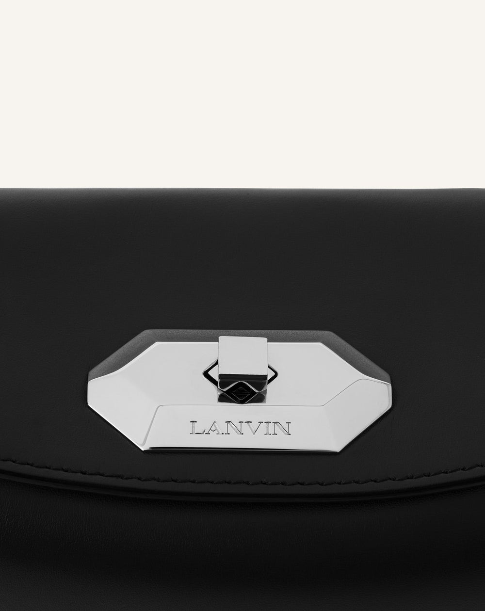 Black Compagnon Asymmetrical Leather Clutch Bag | Lanvin Women