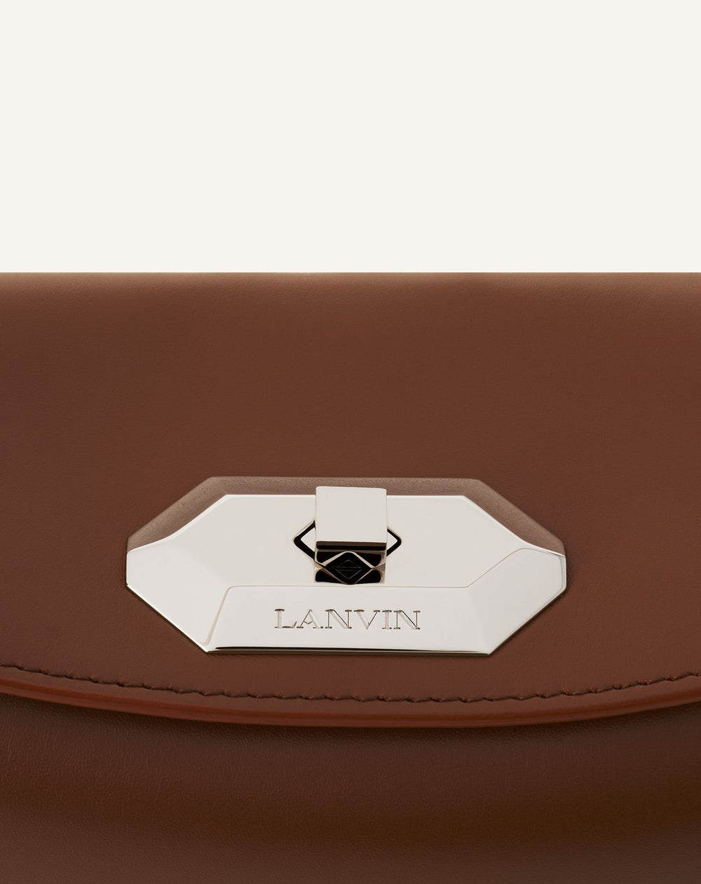 Brown Compagnon Asymmetrical Leather Clutch Bag | Lanvin Women