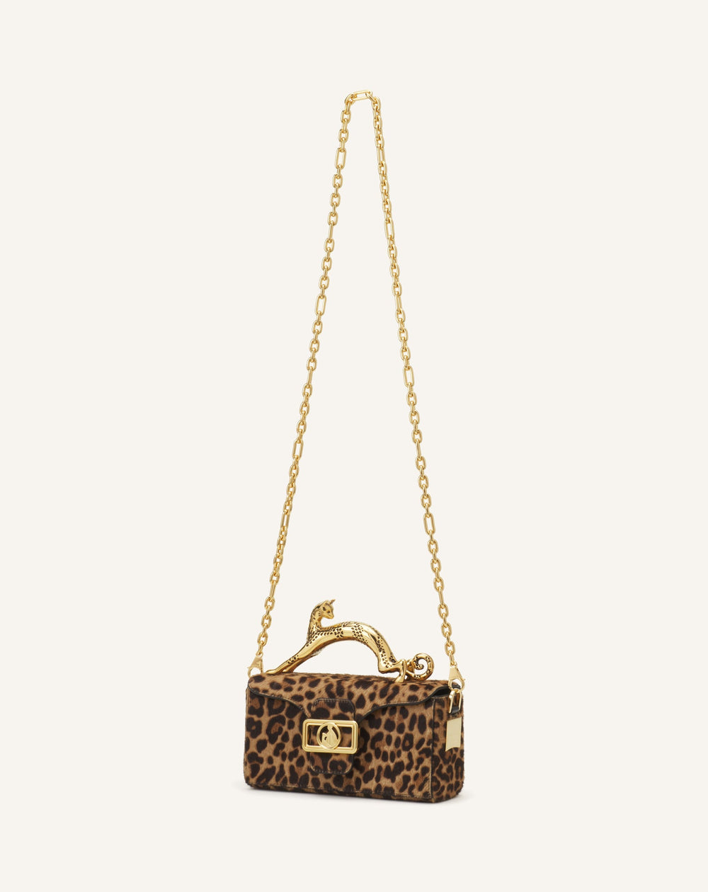Sac Boîte Nano Avec Poignée Chat Imprimé Léopard Beige | Lanvin Women