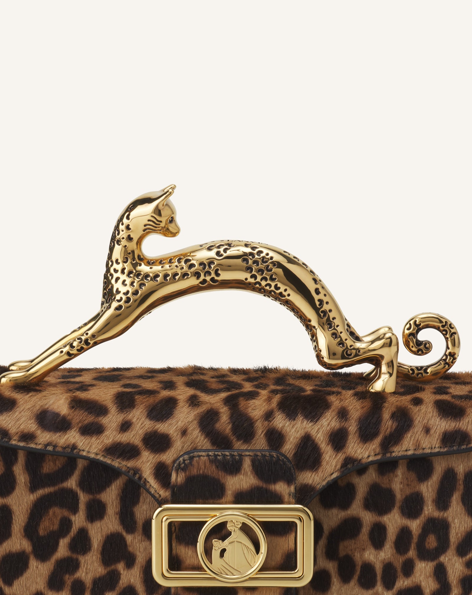 Sac Boîte Nano Avec Poignée Chat Imprimé Léopard Beige | Lanvin Women
