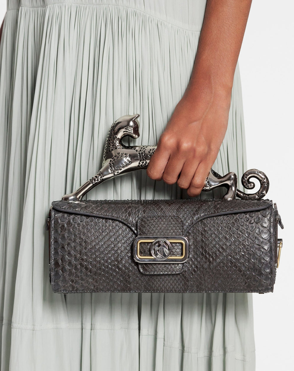 Black Medium Pencil Cat Bag In Python | Lanvin Women