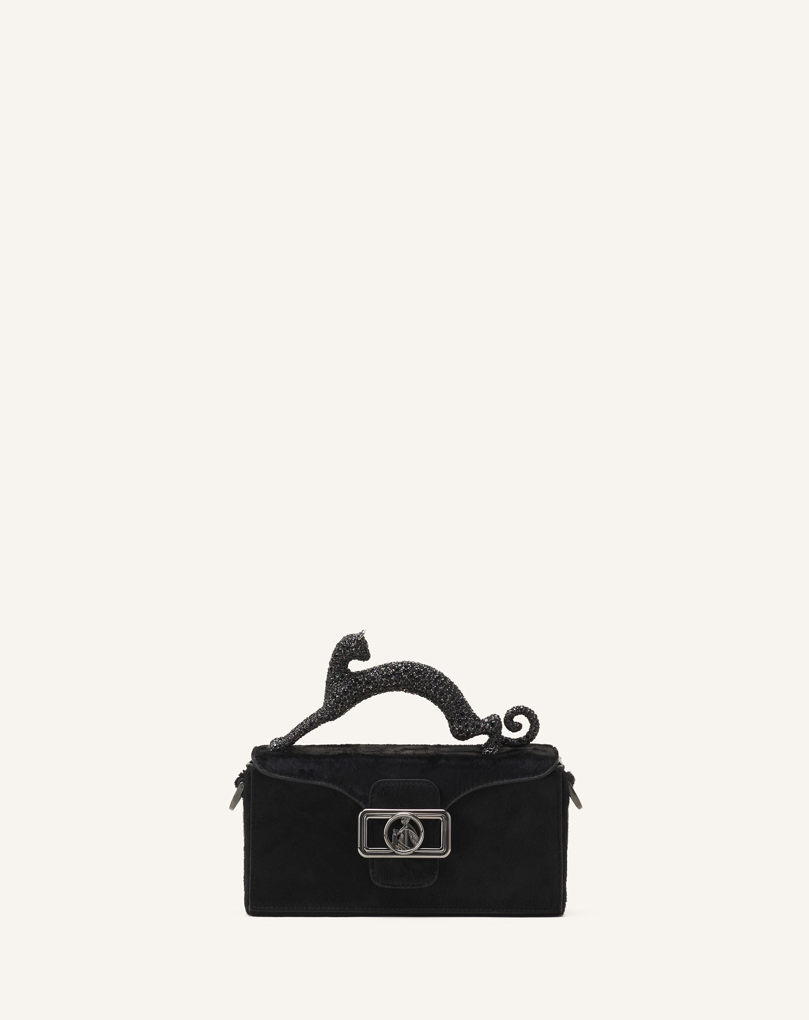 Black Pencil Cat Nano Leather Bag With Pony Effect And Rhinestones | Lanvin Women
