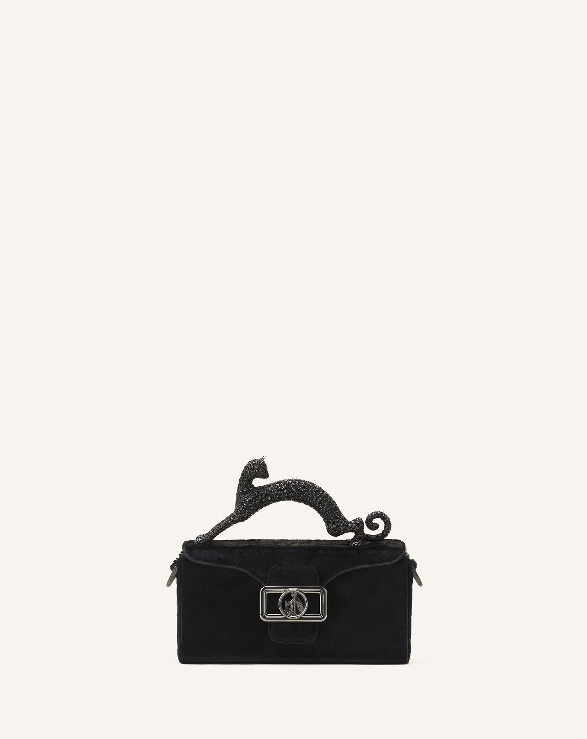 Black Pencil Cat Nano Leather Bag With Pony Effect And Rhinestones | Lanvin Women