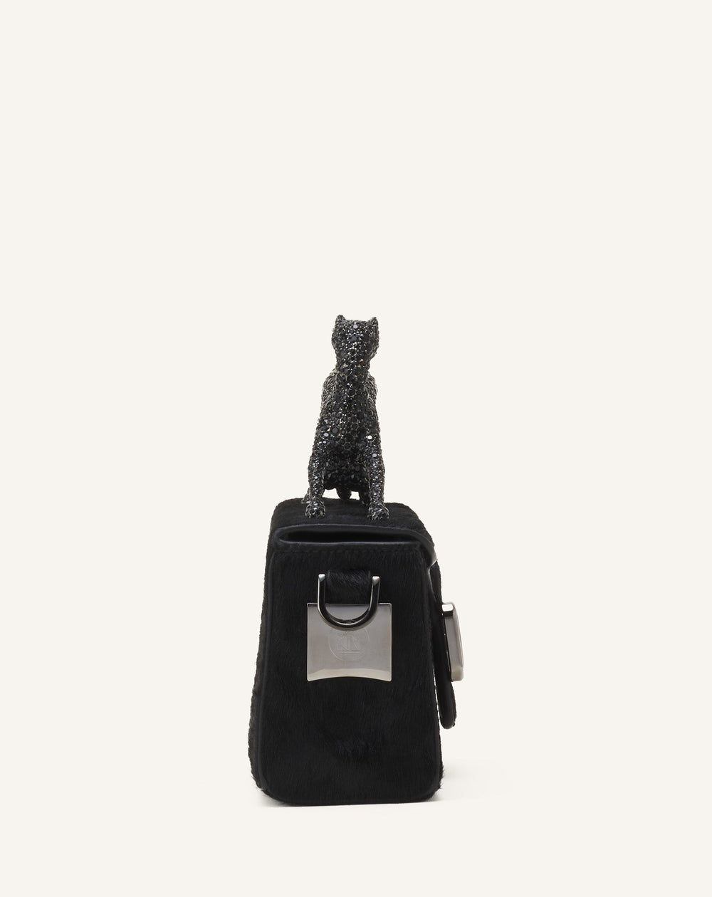 Black Pencil Cat Nano Leather Bag With Pony Effect And Rhinestones | Lanvin Women