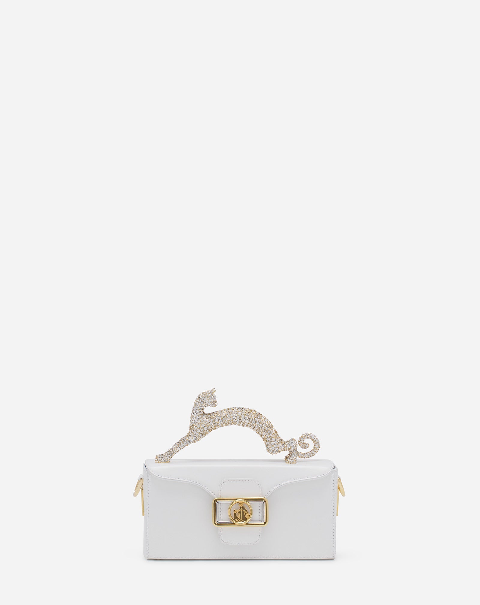 White Pencil Cat Bag In Leather And Rhinestones | Lanvin Women