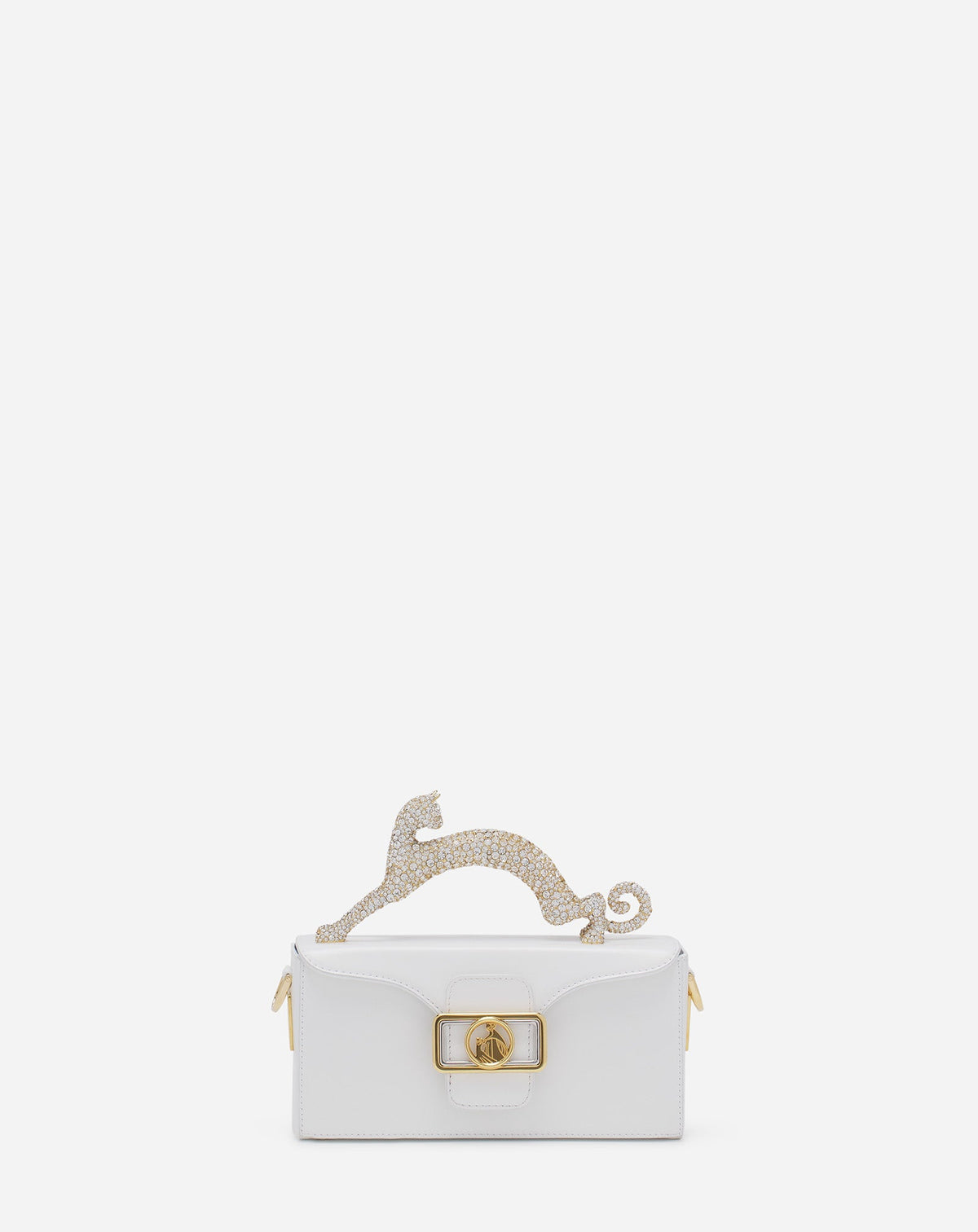 White Pencil Cat Bag In Leather And Rhinestones | Lanvin Women