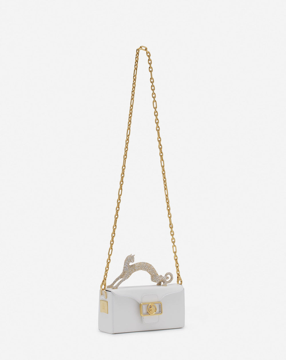 White Pencil Cat Bag In Leather And Rhinestones | Lanvin Women
