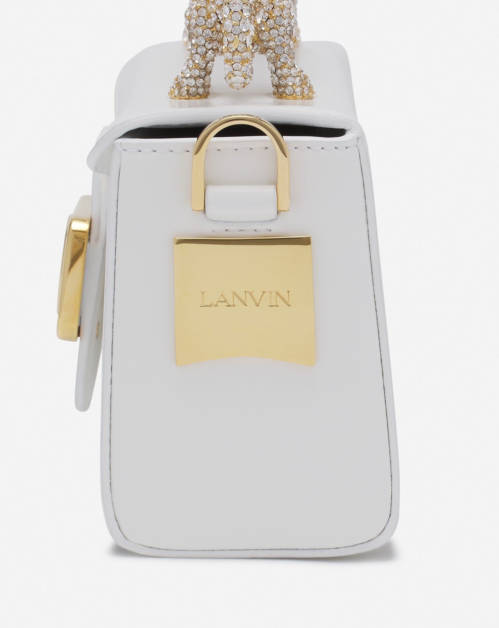 White Pencil Cat Bag In Leather And Rhinestones | Lanvin Women