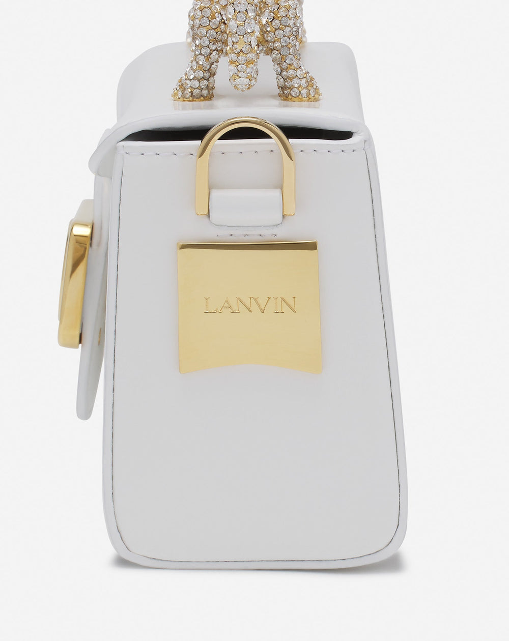 White Pencil Cat Bag In Leather And Rhinestones | Lanvin Women