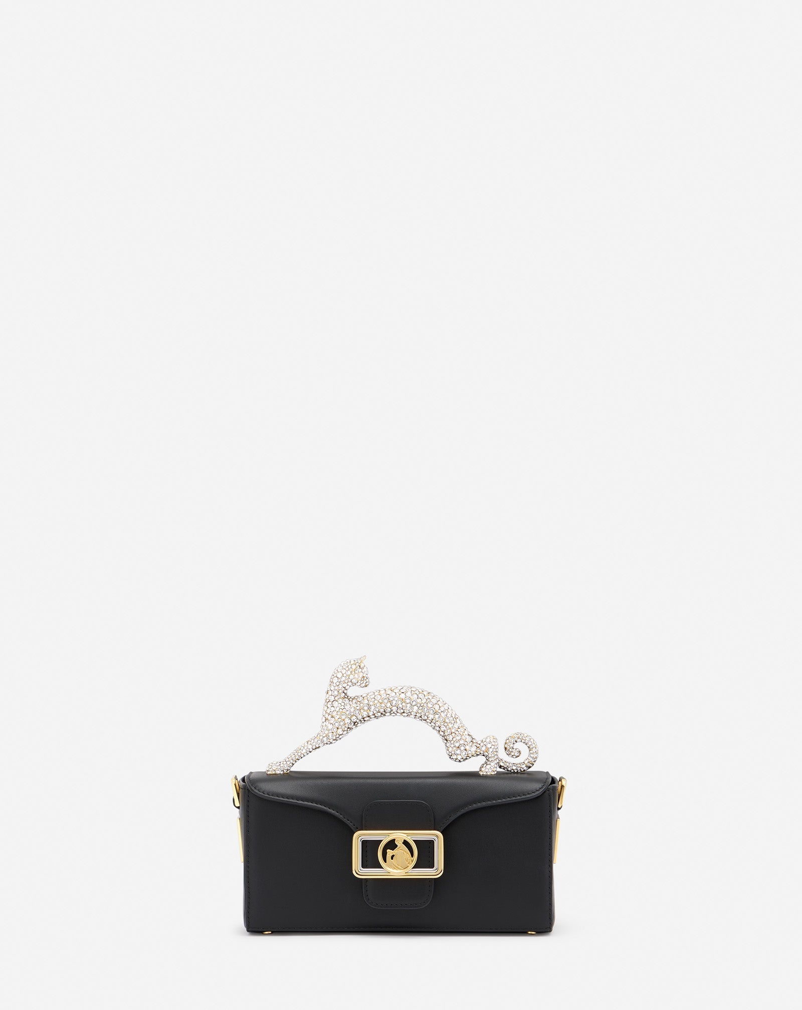 Black Nano Pencil Cat Bag In Leather And Rhinestone | Lanvin Women
